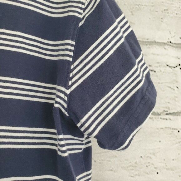 LL Bean Blue White Striped Short Sleeve Tee Shirt Boys Size Medium - Picture 5 of 5